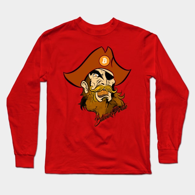 Bitcoin Pirate Long Sleeve T-Shirt by CryptoTextile